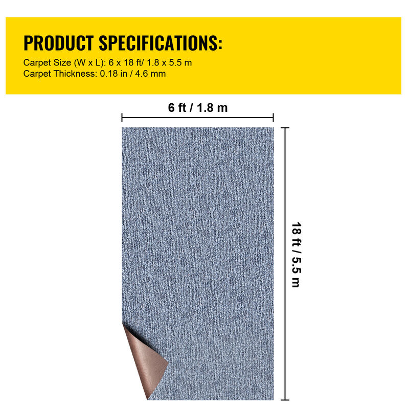 Gray Marine Carpet 6x18' Boat Carpet Roll Cutpile In/Outdoor Patio Area Rug Deck image number 6
