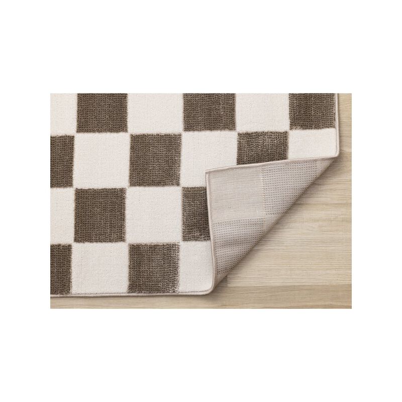Novelle Home Logan Soft Brown Cream Checkered Rug, 6'7 x 9'6 image number 4