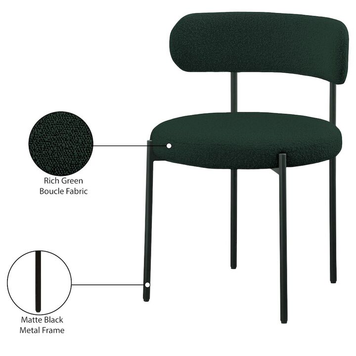 Meridian Furniture Beacon Green Boucle Fabric Dining Chair, Set of 2