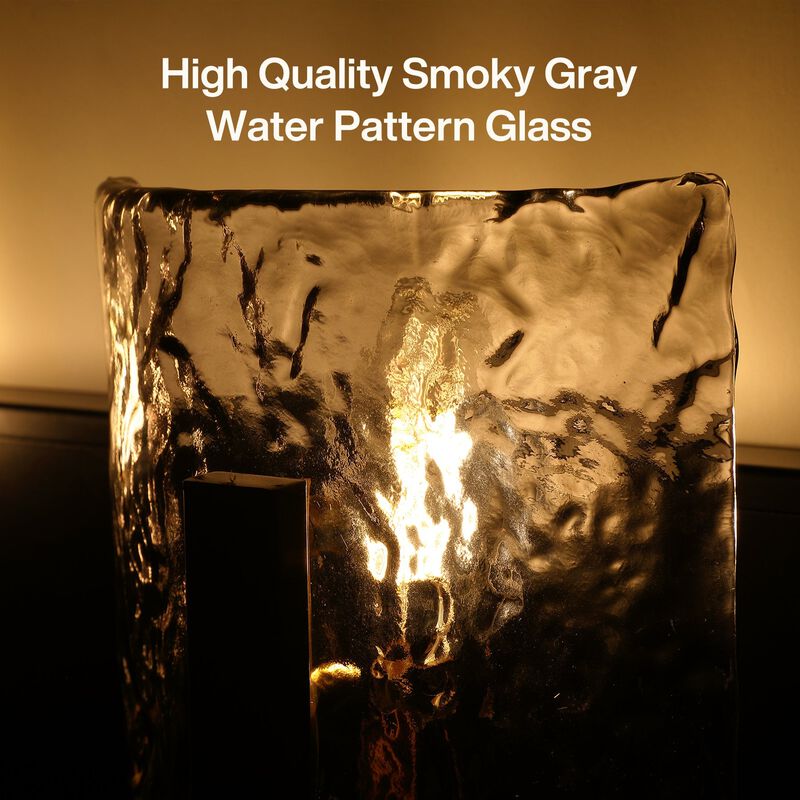 Brass Bathroom Vanity Light, Three-Light Smoky Gray Ripple Glass image number 5