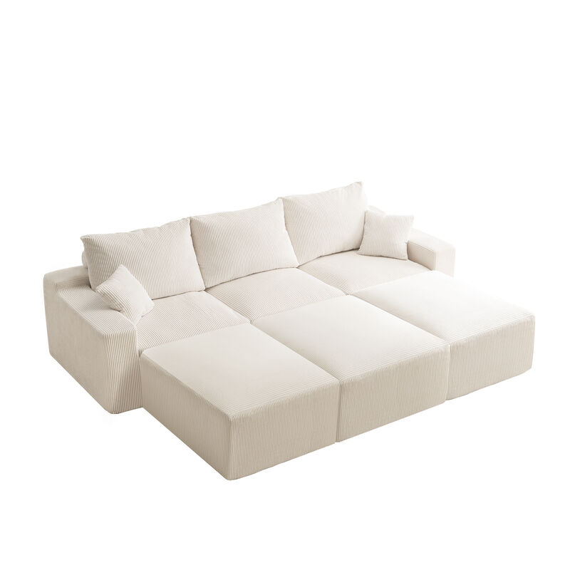 Merax 110" L-Shaped Corduroy Sectional Sofa
