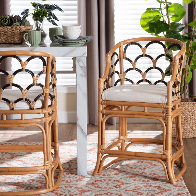 bali & pari Veneto Natural Rattan Counter Stool with Scalloped Back image number 7