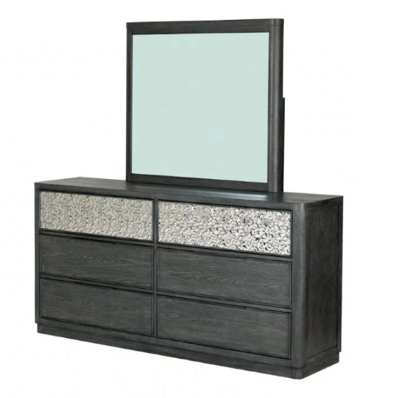 Zoko 5pc Queen Bedroom Set, USB Nightstand, Dresser Mirror, Gray Wood image number 5