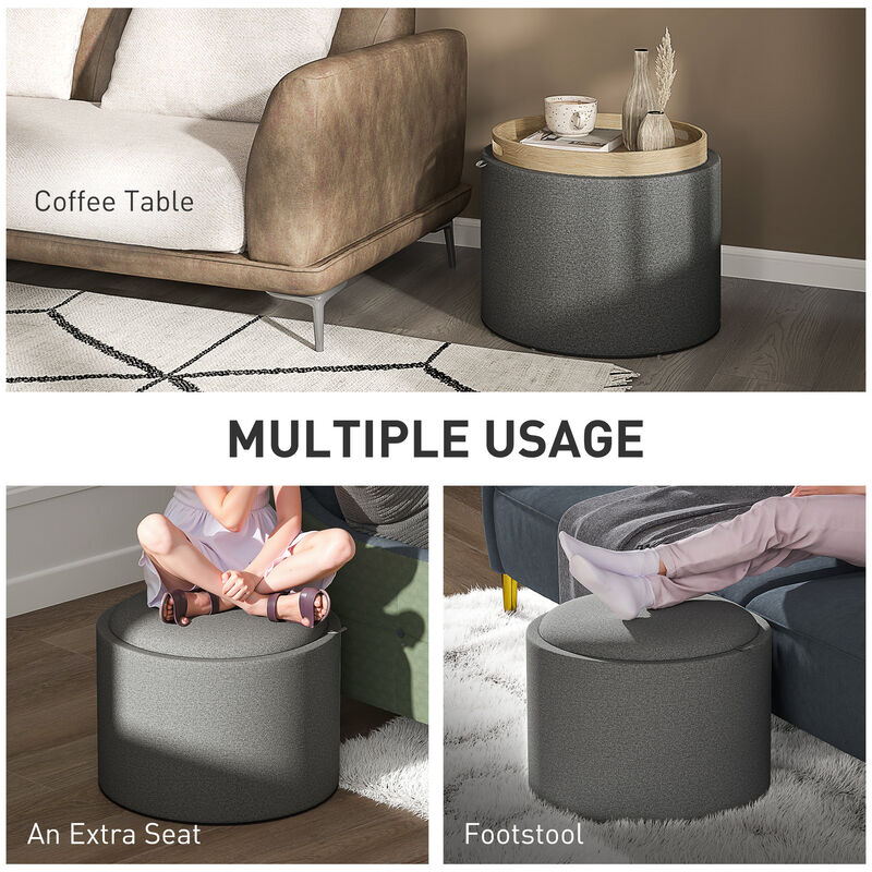 Hivvago Multifunctional Round Ottoman with Flip-Top Lid image number 6