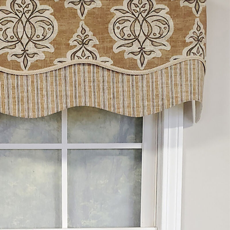RLF Home Luxurious Modern Design Classic Jenna Glory Style Window Valance 50" x 16" Caramel