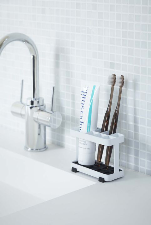 Toothbrush + Toiletries Stand in White