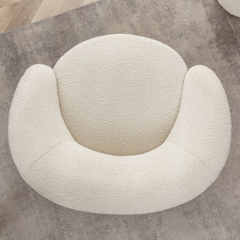 Everitte 34" W Upholstered Boucle Swivel Barrel Chair