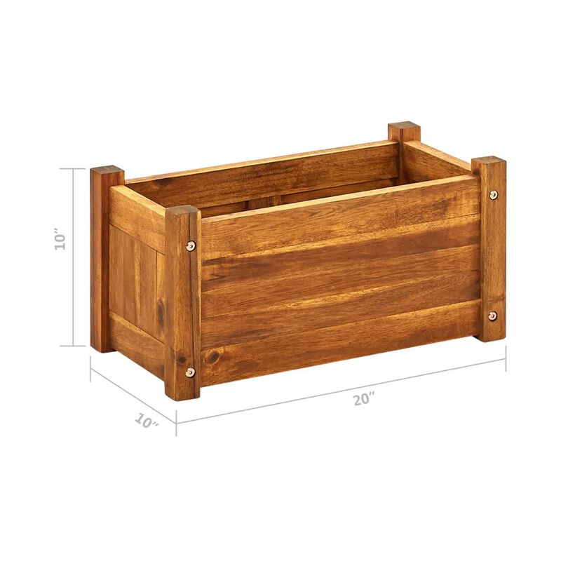 Ryla Garden Raised Flower Bed, 10x20 Panel Brown Acacia Wood, Slatted image number 5