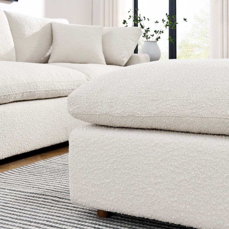 Commix Down Filled Overstuffed Boucle Fabric Ottoman image number 5