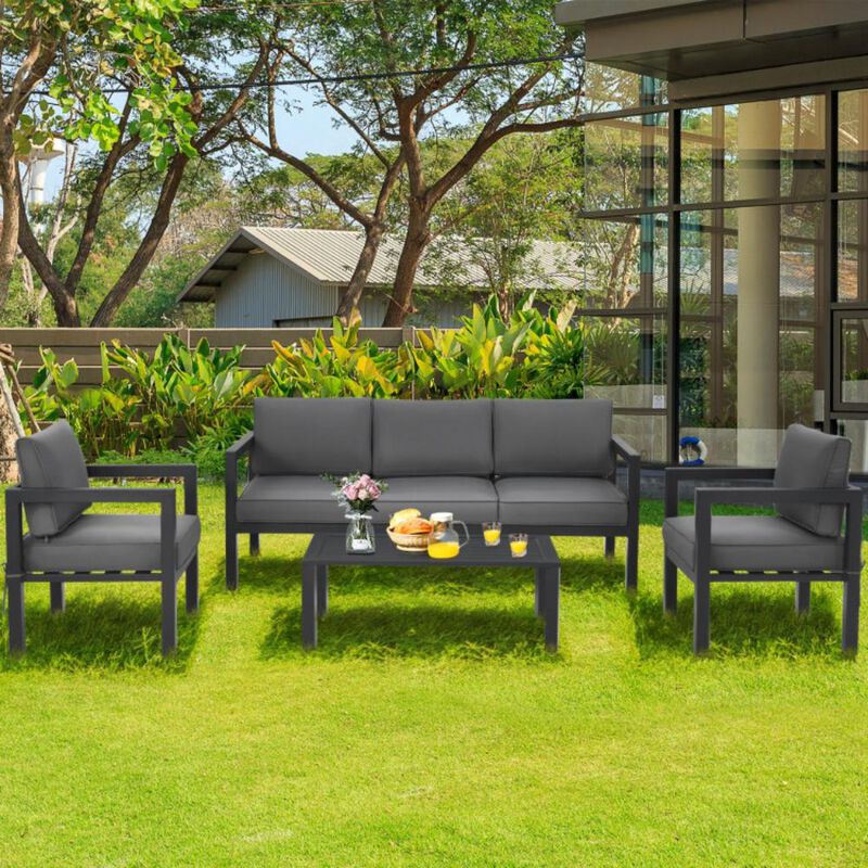 Hivvago 4 Pieces Outdoor Furniture Set for Backyard and Poolside