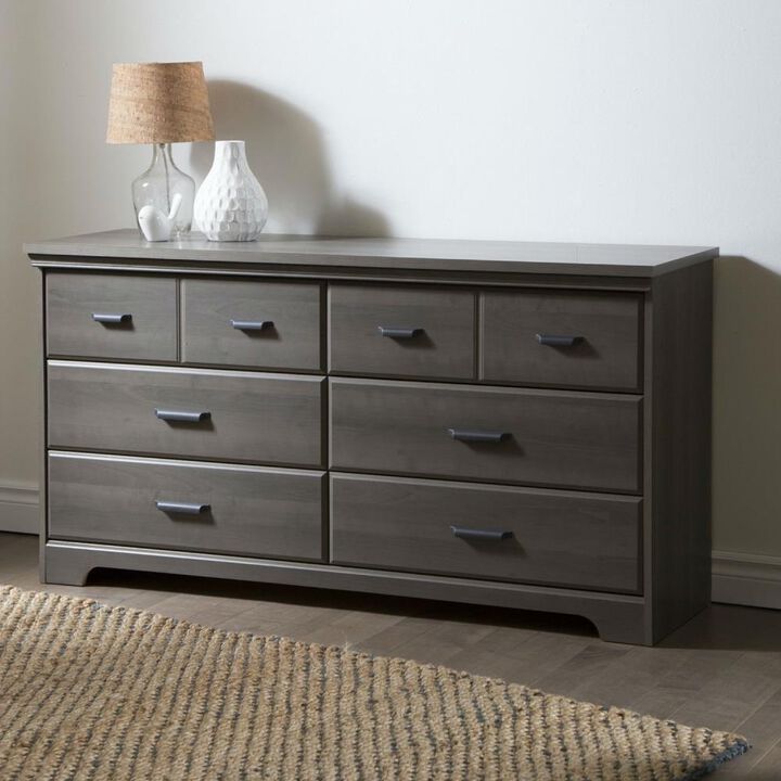 Hivvago Bedroom 6-Drawer Double Dresser Wardrobe Cabinet in Grey Maple Finish