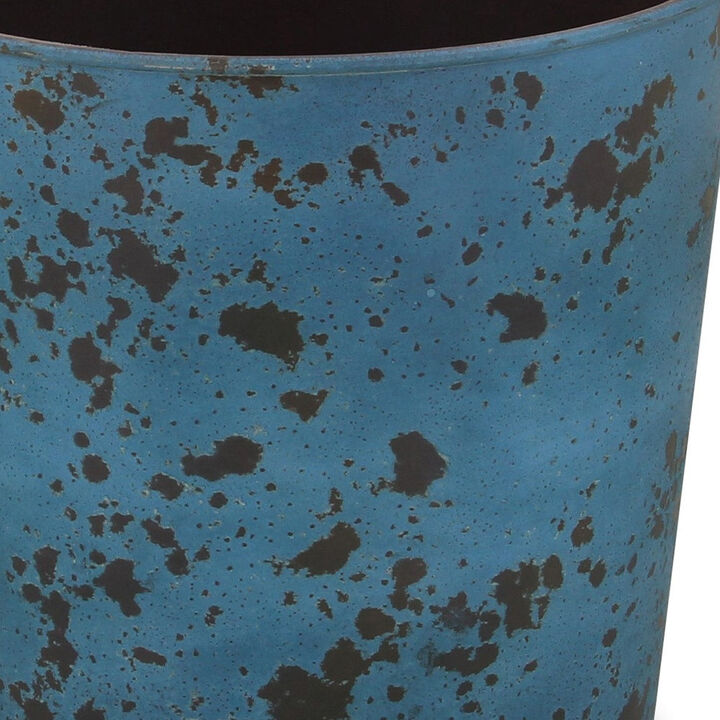 HomeRoots 11" Blue Recycled Plastic Indoor Outdoor Round Pot Planter