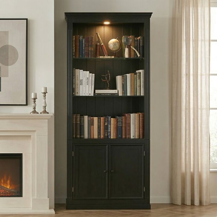 Ringol Farmhouse Lighted Curio Display Cabinet