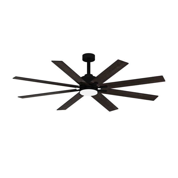 72" Ceiling Fan with Lights and Remote Control,Outdoor Indoor Extra Large Ceiling Fans,8 Wooden Double-Sided Blades,Quiet Reversible Motor for Patio Living Room, Bedroom, Black