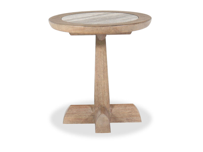 Vineyard Row Round Pedestal End Table