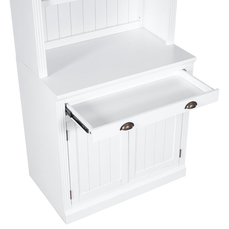 Merax 83.4"Tall Bookshelf Suite, Modern Bookcase Suite with LED Lighting,Doors and Drawers,2-Piece Set Storage Bookcase with Open Shelves