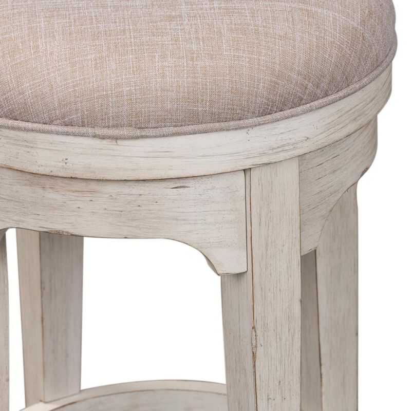 Liberty Furniture Farmhouse Reimagined Console Swivel Stool in Antique White w/ Chestnut Top image number 3