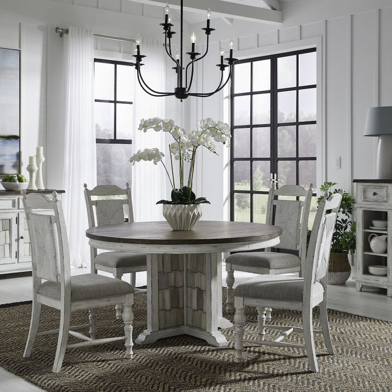 Liberty Furniture River Place 5 Piece Pedestal Table Set in Pine Solids & Veneers image number 1