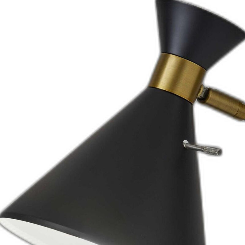 HomeRoots Asymmetrical Diabolo Black Metal Desk Lamp image number 2