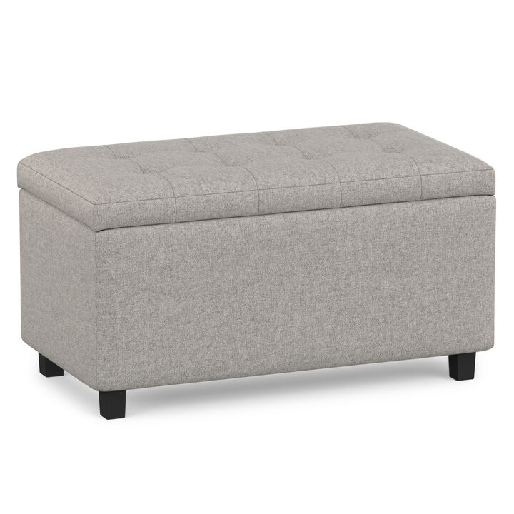 Cosmopolitan 34 inch Wide Transitional Rectangle Storage Ottoman in Cloud Grey Linen Look Fabric, Assembled