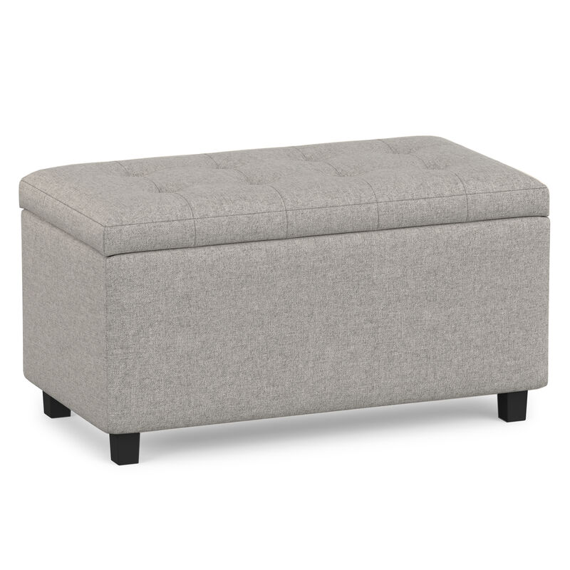 Cosmopolitan 34 inch Wide Transitional Rectangle Storage Ottoman in Cloud Grey Linen Look Fabric, Assembled image number 0