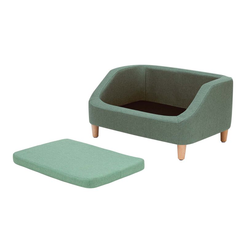 Bennett Linen Sofa Dog Bed for Small and Medium Dogs, Sea Green image number 2