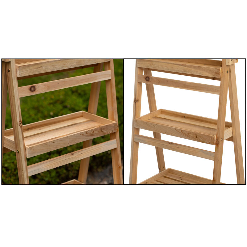 Multi-Functional Wooden Shelf Plant Stand, Storage Rack and Bookcase for Indoor and Covered Outdoor Spaces - Enhances Patios, Porches, Living Rooms, Balconies, Corners, Gardens, and Home Offices