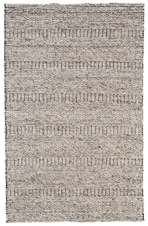 2 X 3 Ivory gray And Tan Wool Hand Woven Stain Resistant Area Rug