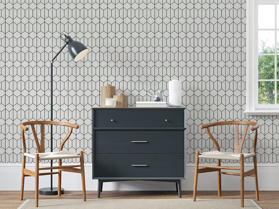 Orson White Trellis Wallpaper