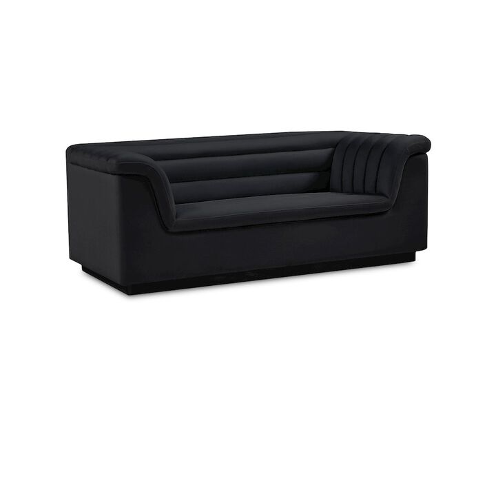 Meridian Furniture Cascade Black Velvet Fabric Loveseat