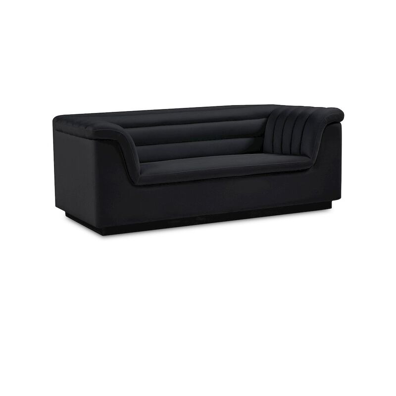 Meridian Furniture Cascade Black Velvet Fabric Loveseat