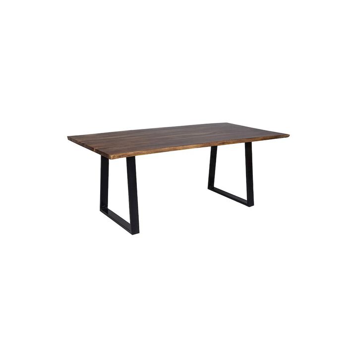 Porter Designs Manzanita Live Edge Solid Sheesham Wood Dining Table, Brown