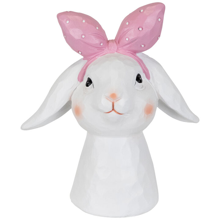 Easter Bunny Bust with Hair Bow - 7.5" - White and Pink