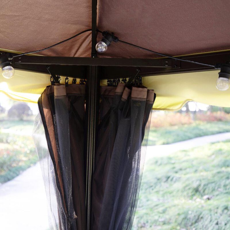 Hivvago Outdoor Gazebo 10' x 13' with Aluminum Frame, Curtains & Netting image number 7