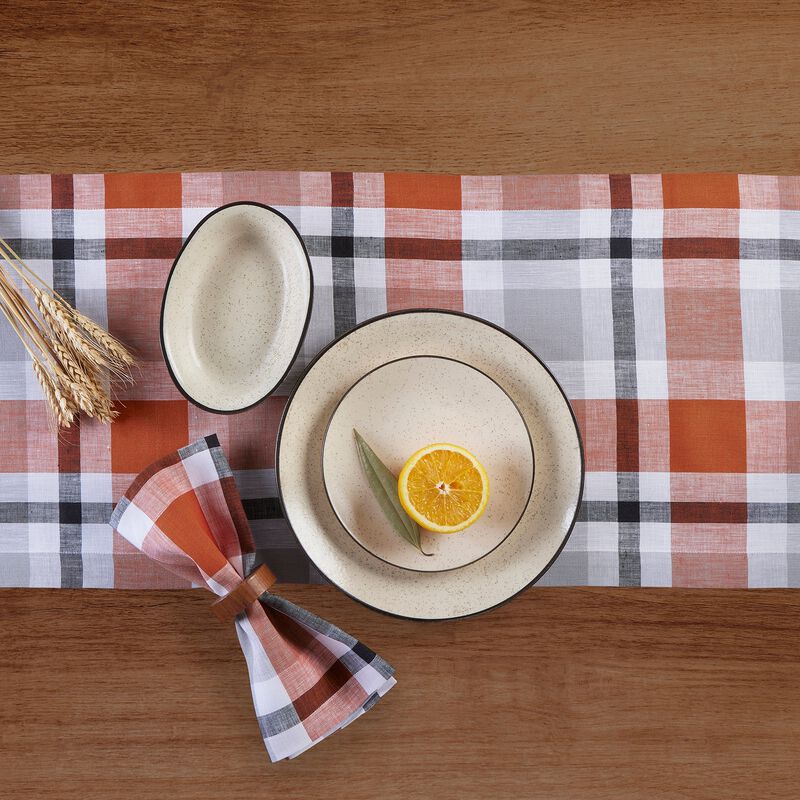 Christmas Linen Table Runner - Fall Buffalo Check, Solino Home