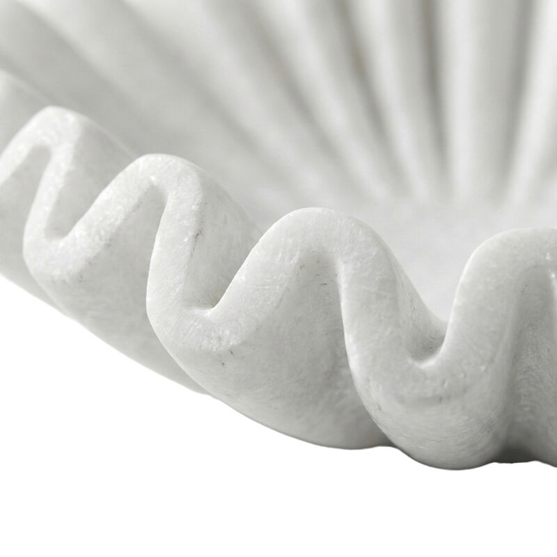 7" Ruffled Bowl, White Marble image number 4