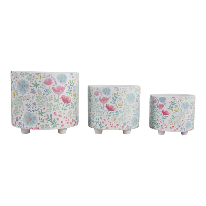 S/3 Spring Flowers Planters