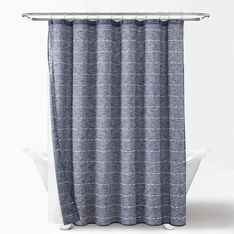 Farmhouse Textured Sheer With Peva Lining Shower Curtain