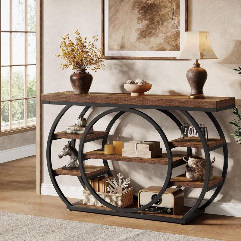 Tribesigns Industrial 5-Tier Wood Console Table with Metal Frame image number 5