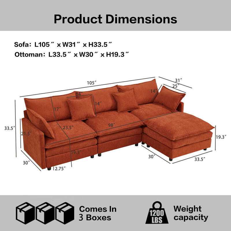 Vulwab 105" Modular Sectional Couch image number 9
