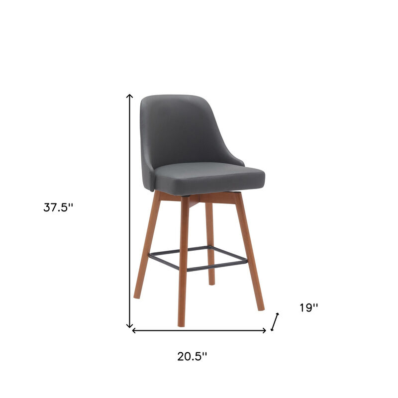 HomeRoots Solid Wood Frame Faux Leather Armless Counter Stool image number 6