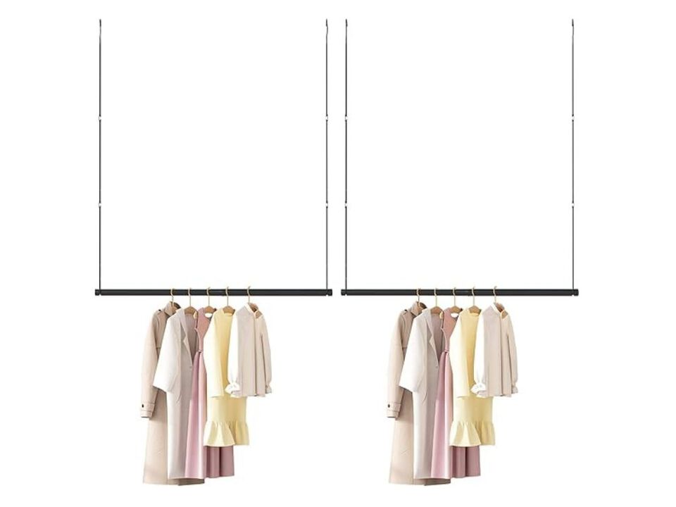 2-Pack Closet Hanging Rod | Adjustable Length & Height Space-Saving Closet Rod