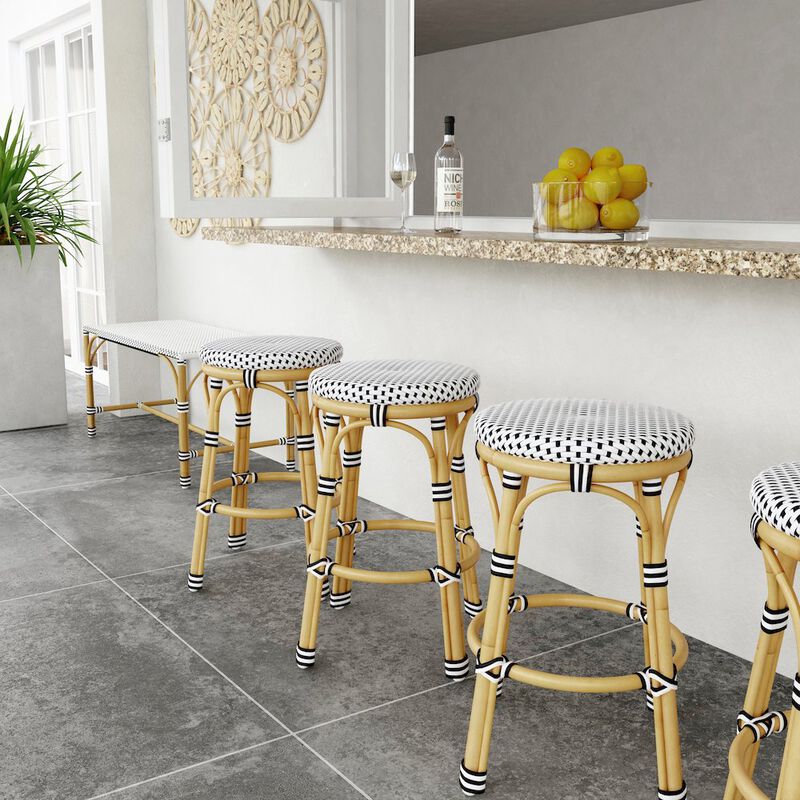 Butler Specialty Tobias 24 in. Seat Height Outdoor Rattan and Metal Backless Counter Stool