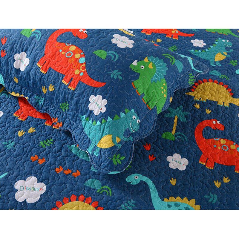 MarCielo Dinosaur Kids Cotton Quilt Bedspread Set.