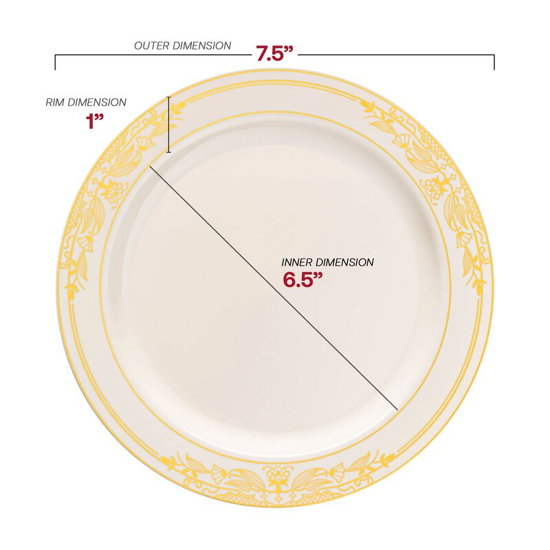 Ivory with Gold Harmony Rim Plastic Dinnerware Value Set (40 Sets) image number 3