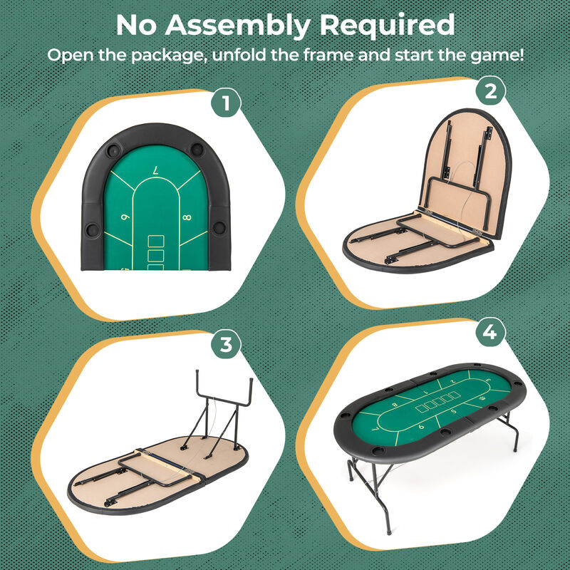 Portable Folding Poker Table with 8 Built-In Cup Holders image number 5