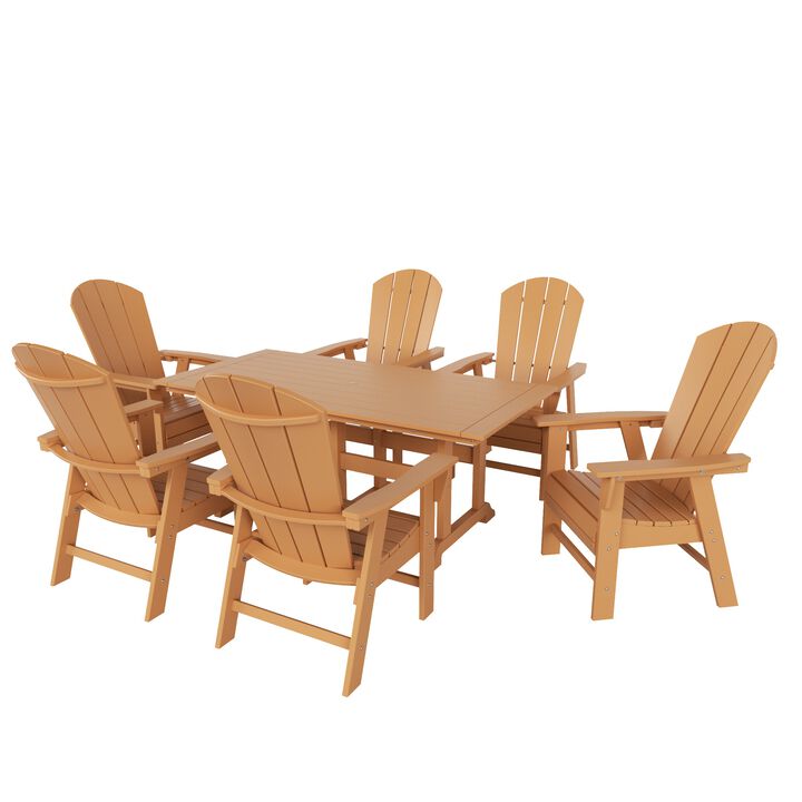 WestinTrends 7 Piece Outdoor Patio Dining Table and Adirondack Armchair Set