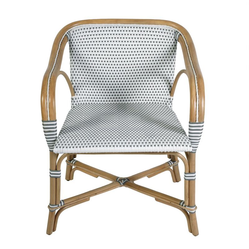 Butler Specialty Portofino 18.75 in. Seat Height Rattan Arm Chair, White and Gray image number 3