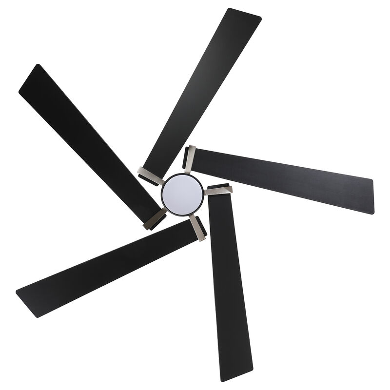 60" Modern Industrial Matte Black Reversible Dimmable 5 Aero Blades Ceiling Fan with Light and Remote image number 6
