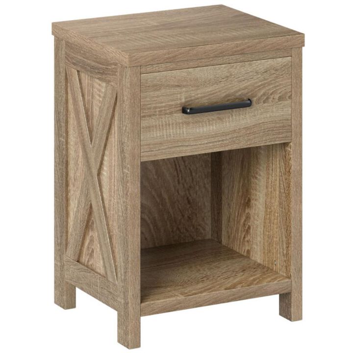 Nightstand with Drawer and Shelf, Modern Bedside Table for Bedroom Storage